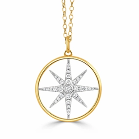 Doves 18k Gold Celestia Starburst Diamond Pendant Necklace
