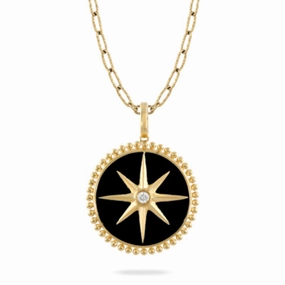 Doves 18k Gold Maritime Black Onyx Starburst Necklace