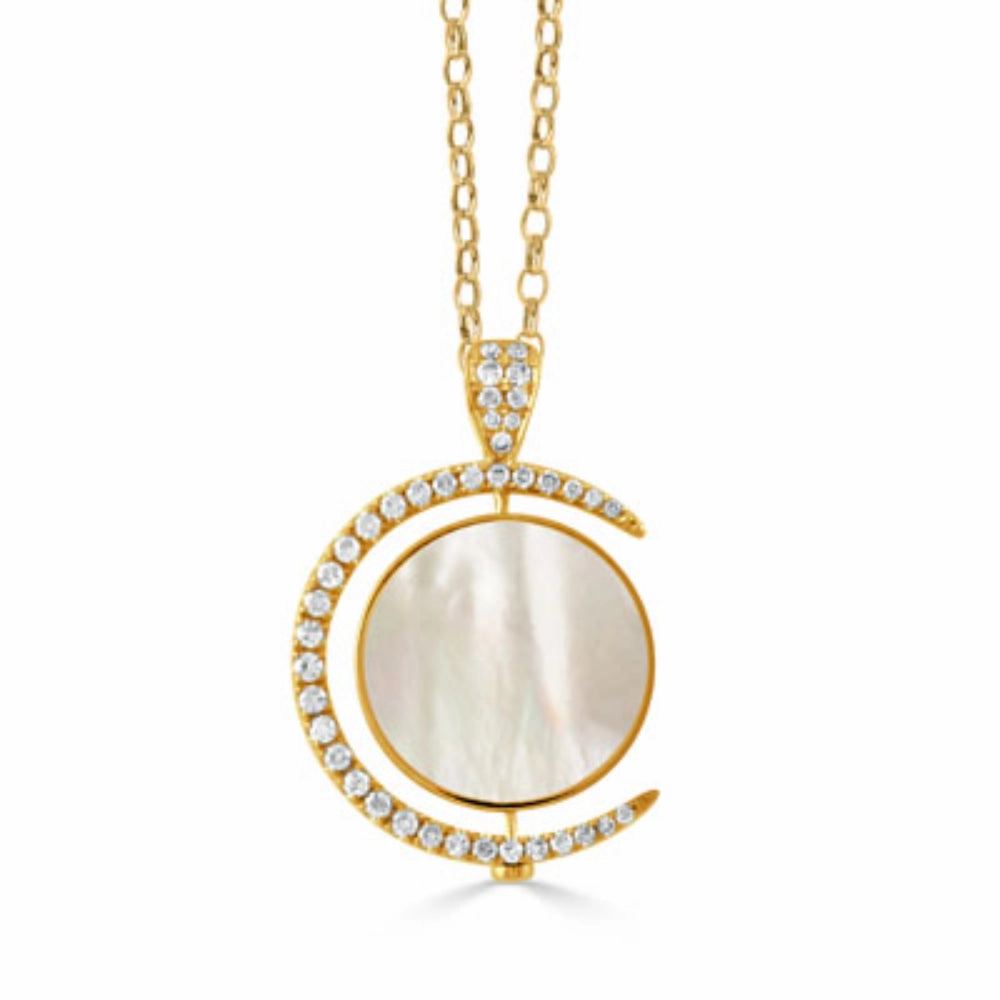 Doves 18k Gold Reversible Celestial Necklace with Diamonds