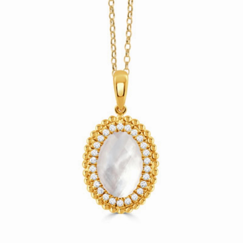 Doves 18k Mother of Pearl and Diamond Necklace