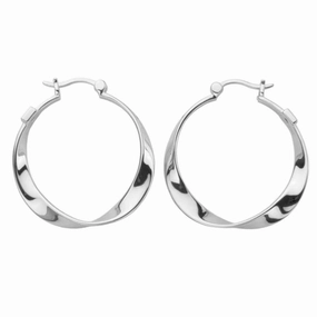 Elle Sterling Silver Sleek Twist Hoops