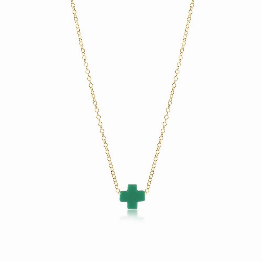 enewton 16" Necklace Gold - Signature Cross Emerald