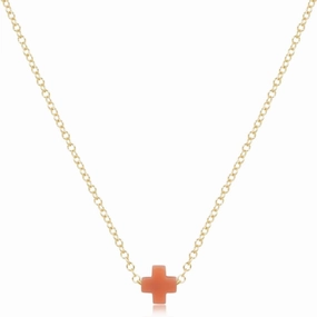 enewton 16" Necklace Gold - Signature Cross Small Charm - Coral