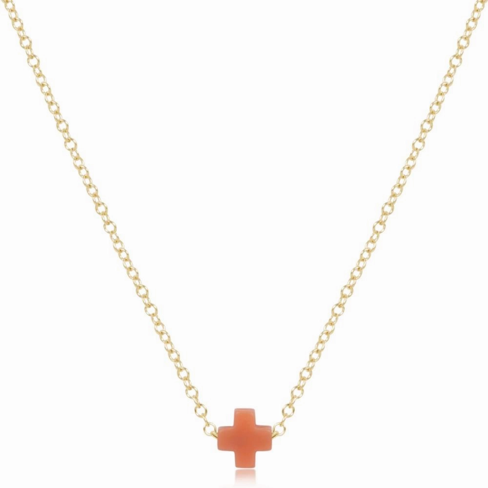 enewton 16" Necklace Gold - Signature Cross Small Charm - Coral