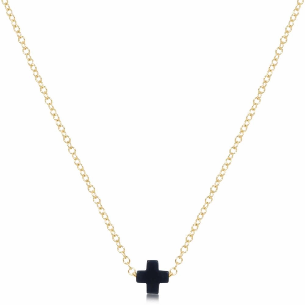 enewton 16" Necklace Gold - Signature Cross Small Charm - Navy