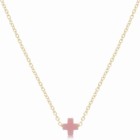 enewton 16" Necklace Gold - Signature Cross Small Charm - Pink