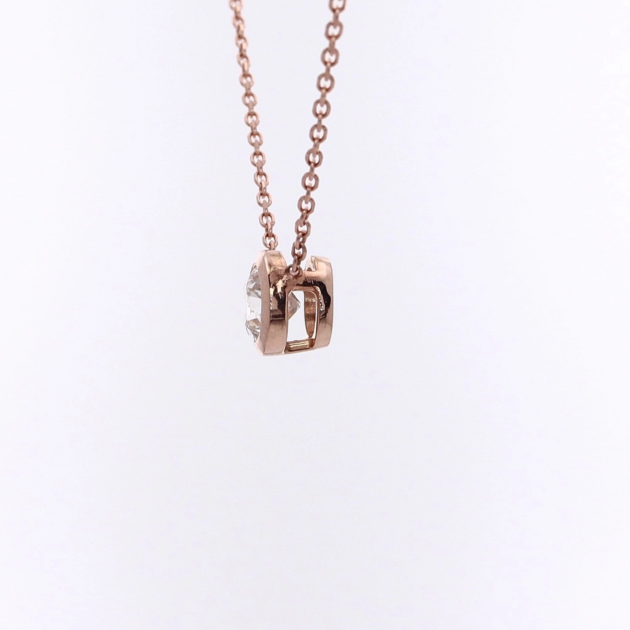 Estate 14 Karat Rose Gold Diamond Pendant Necklace