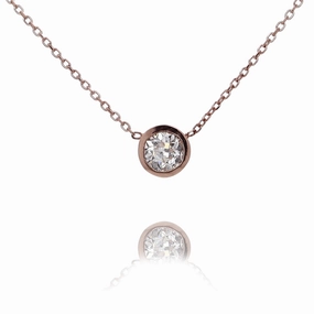 Estate 14 Karat Rose Gold Diamond Pendant Necklace