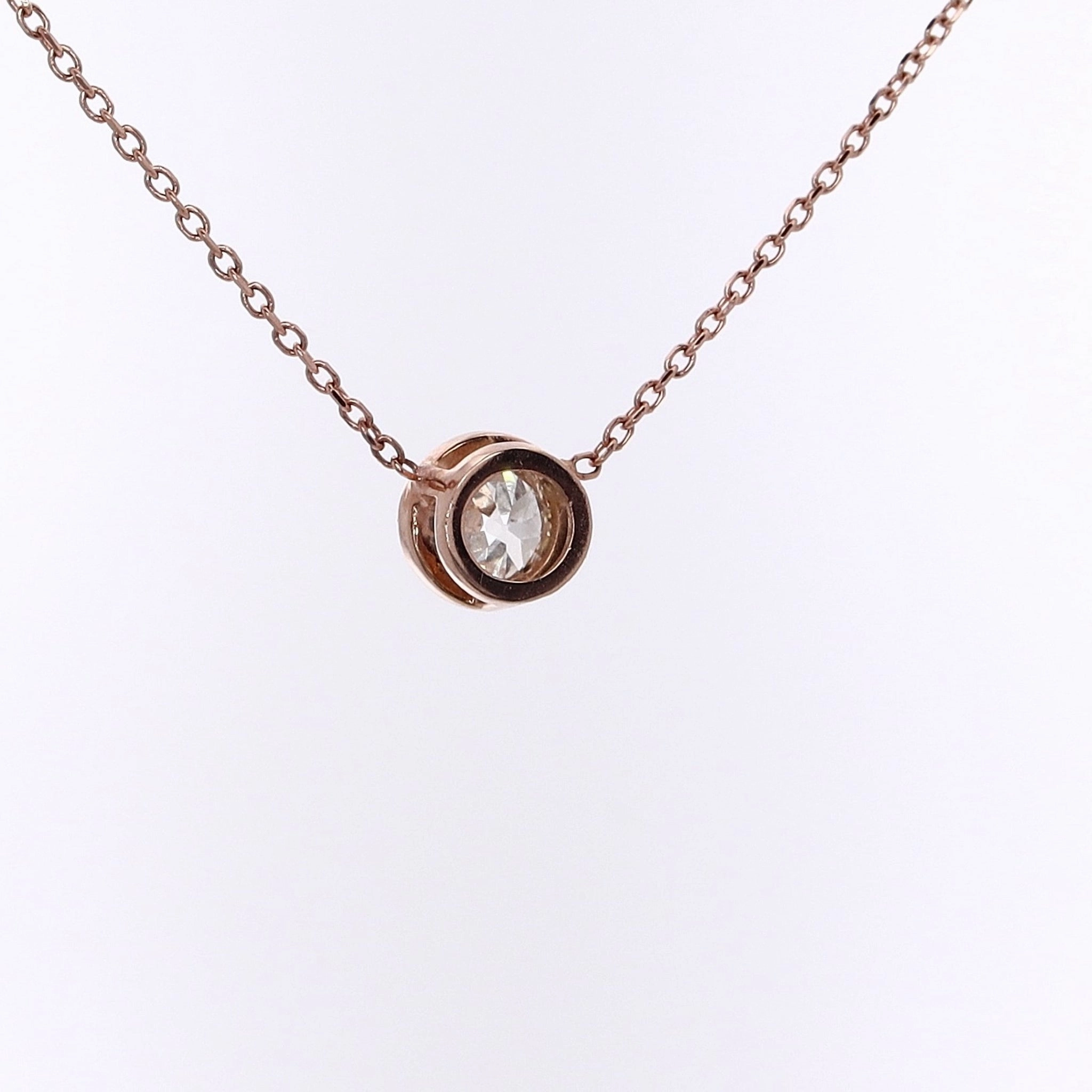 Estate 14 Karat Rose Gold Diamond Pendant Necklace