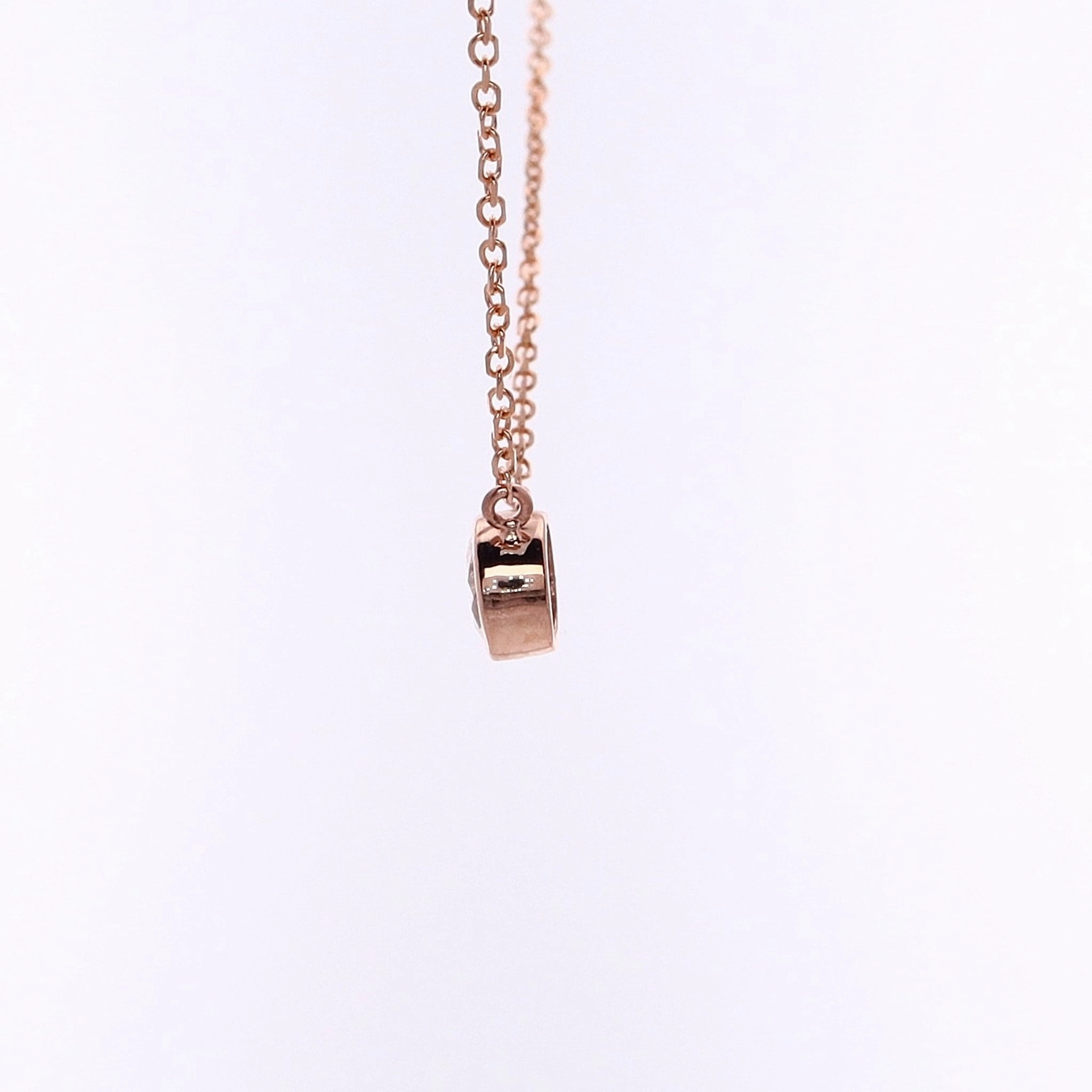 Estate 14 Karat Rose Gold Solitaire Diamond Pendant Necklace