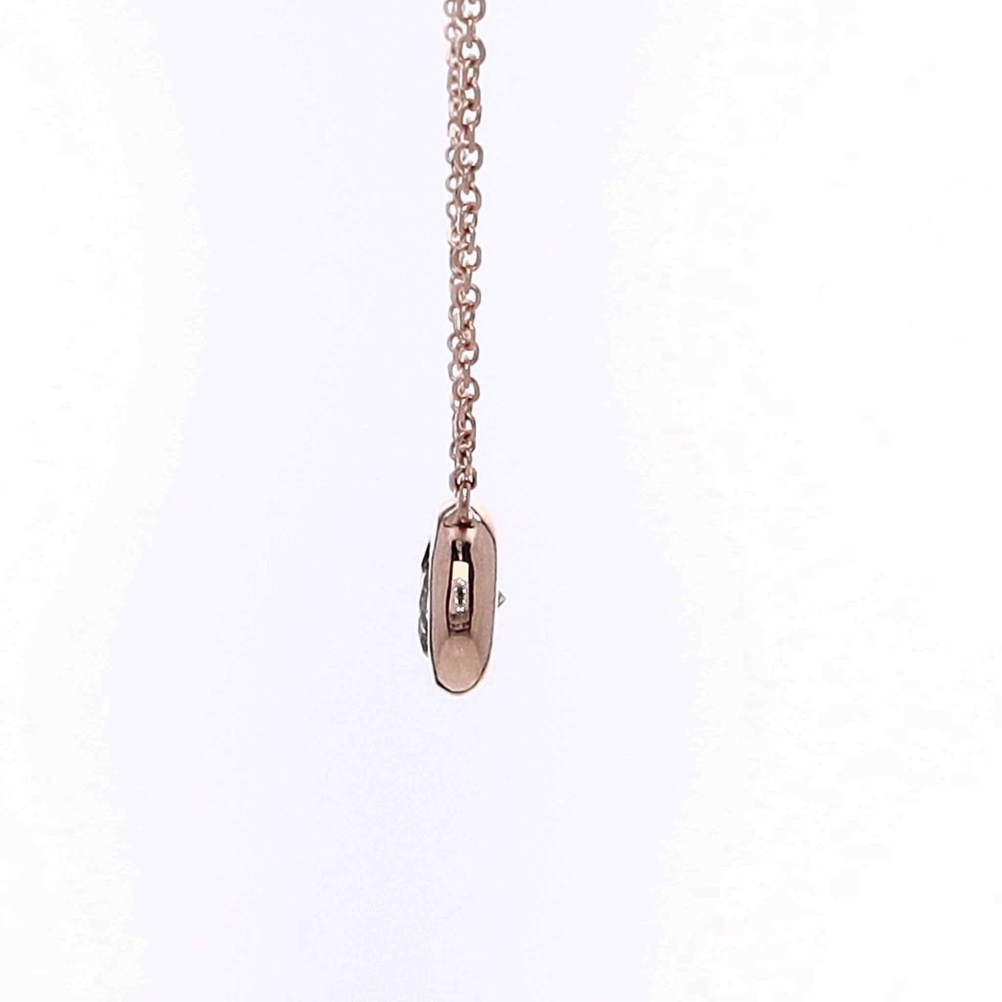 Estate 14 Karat Rose Gold Stationary Solitaire Diamond Pendant Necklace