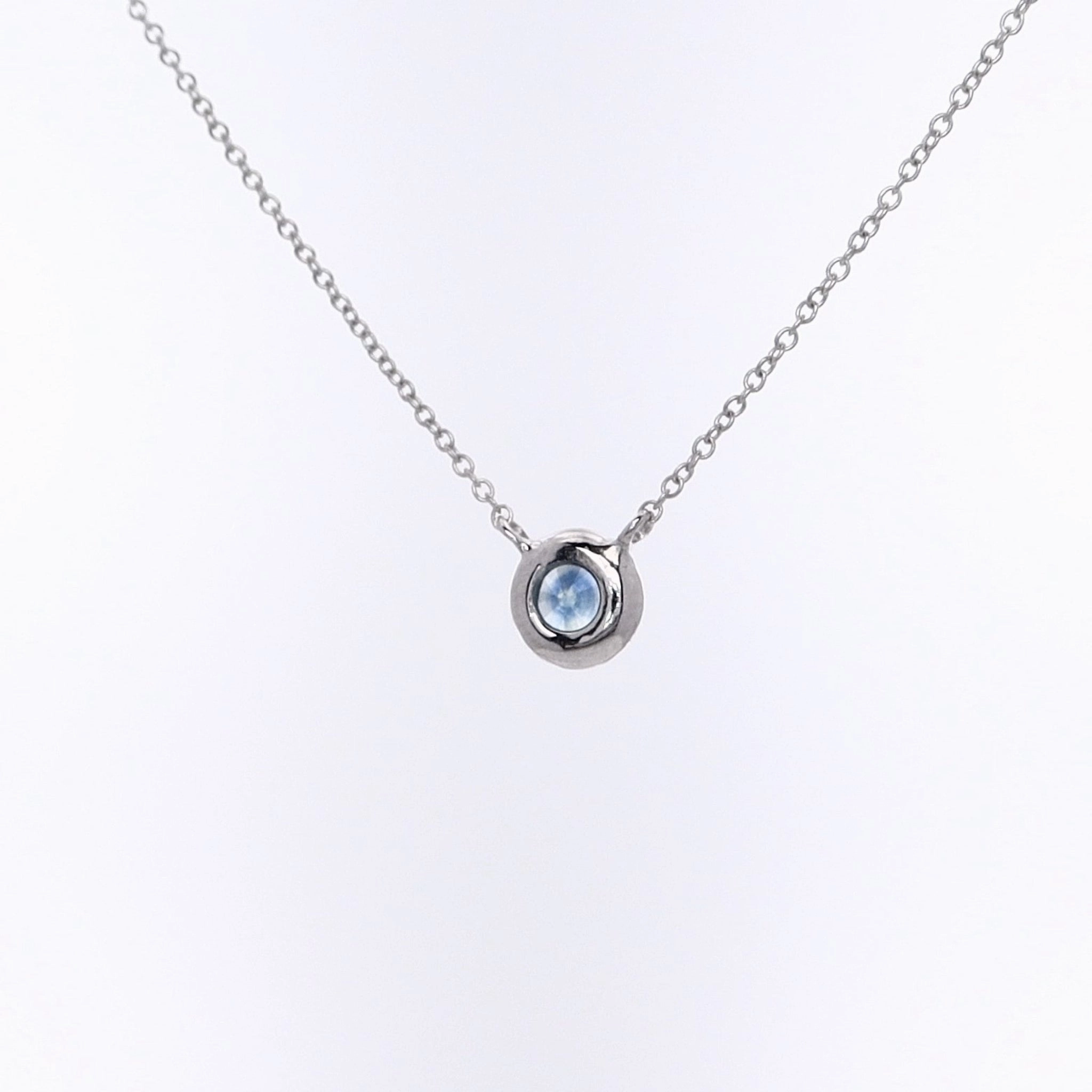 Estate 14 Karat White Gold  Sapphire Pendant Solitaire Necklace