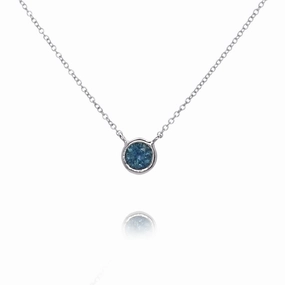 Estate 14 Karat White Gold  Sapphire Pendant Solitaire Necklace
