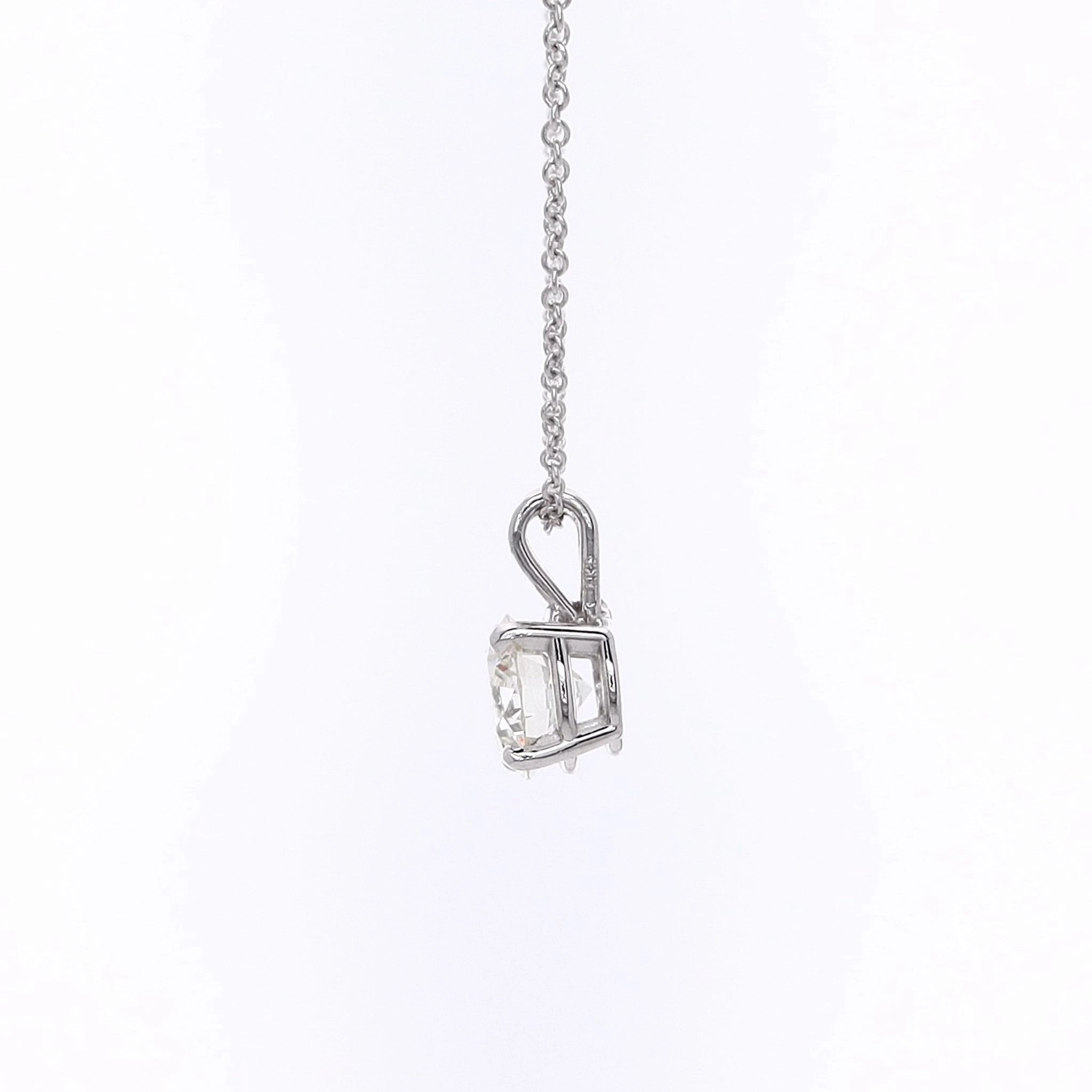 Estate 14 Karat White Gold Solitaire Diamond Pendant Necklace