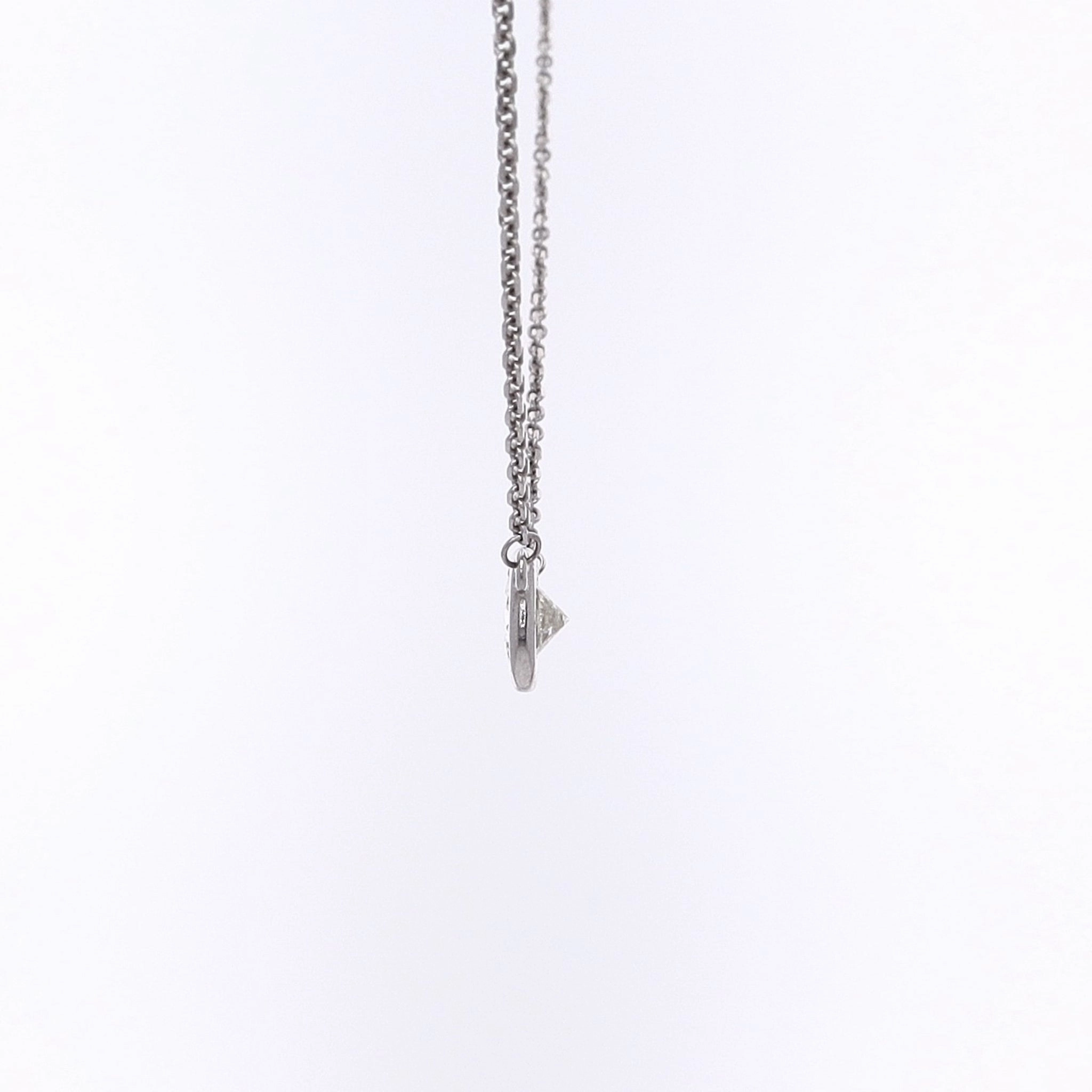 Estate 14 Karat White Gold Solitaire Diamond Pendant Necklace