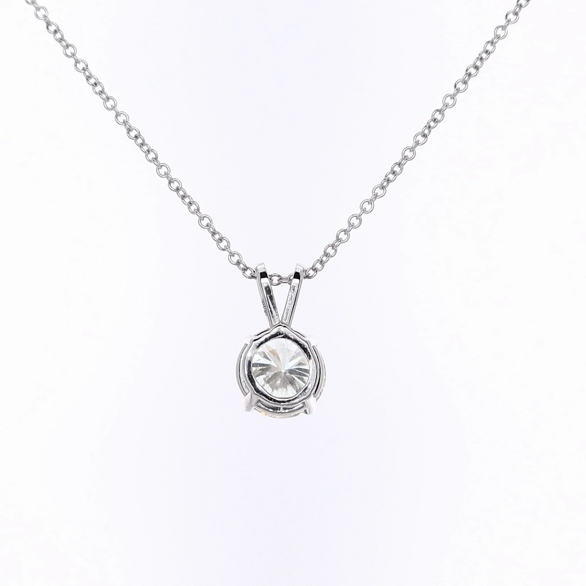 Estate 14 Karat White Gold Solitaire Diamond Pendant Necklace