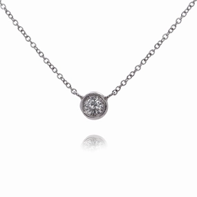 Estate 14 Karat White Gold Solitaire Diamond Pendant Necklace