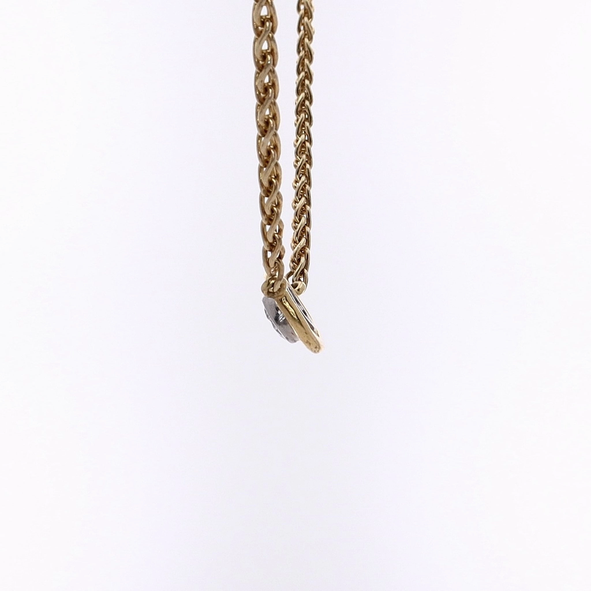 Estate 14 Karat Yellow and White Gold Diamond Pendant Necklace