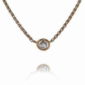 Estate 14 Karat Yellow and White Gold Diamond Pendant Necklace