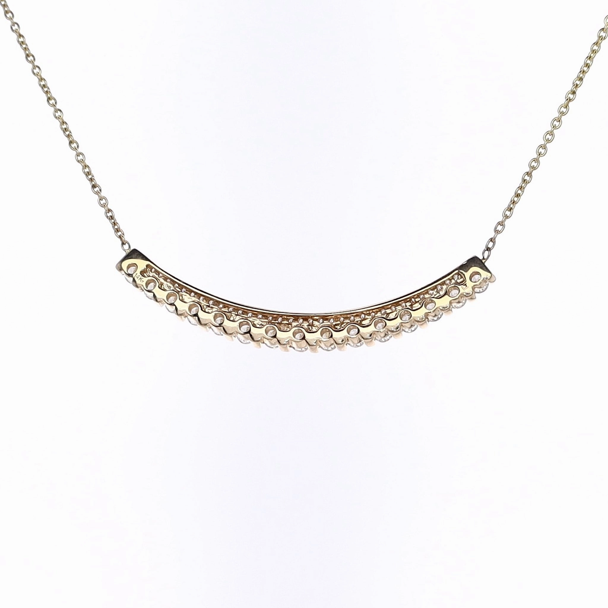 Estate 14 Karat Yellow Gold Adjustable "Smile" Diamond Necklace