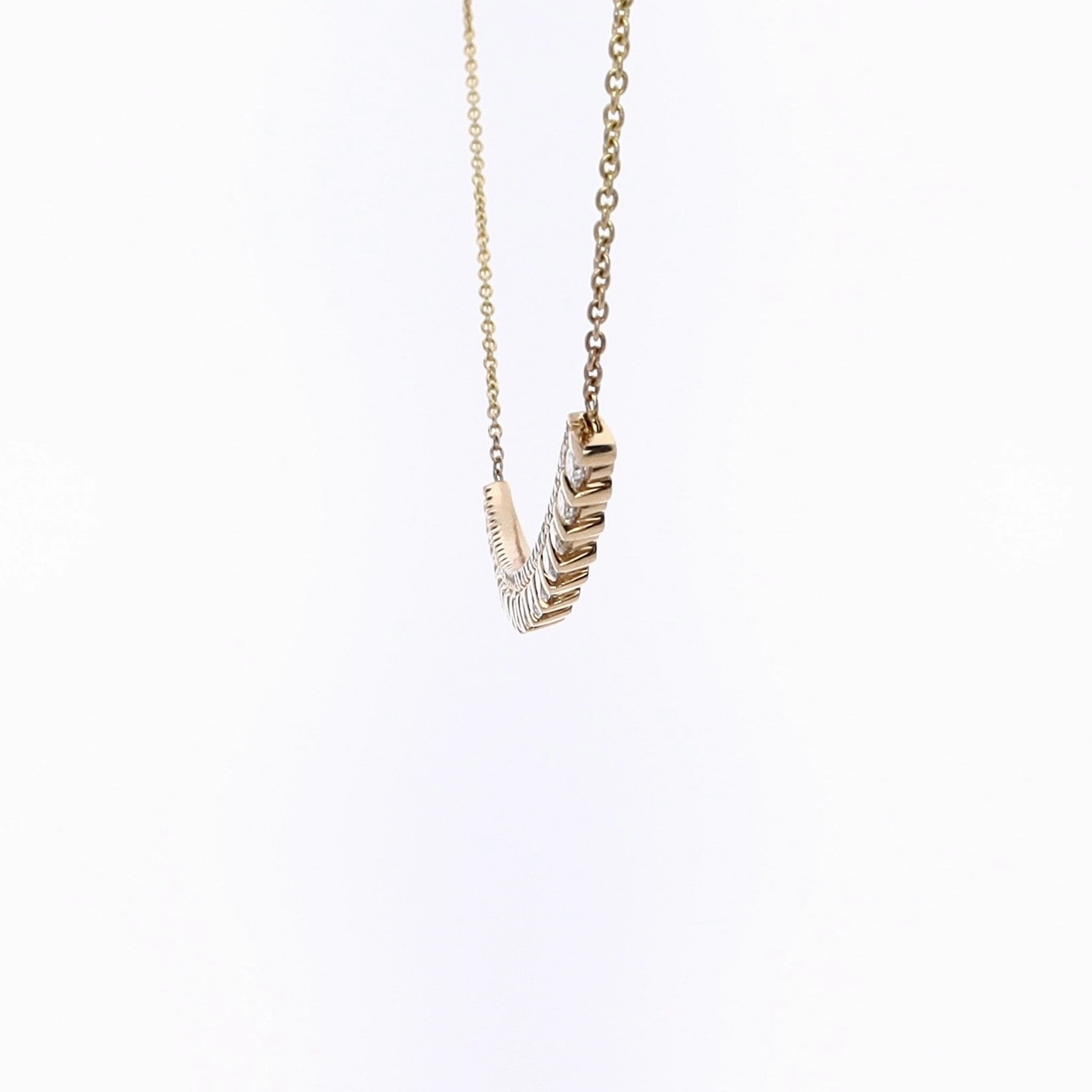 Estate 14 Karat Yellow Gold Adjustable "Smile" Diamond Necklace