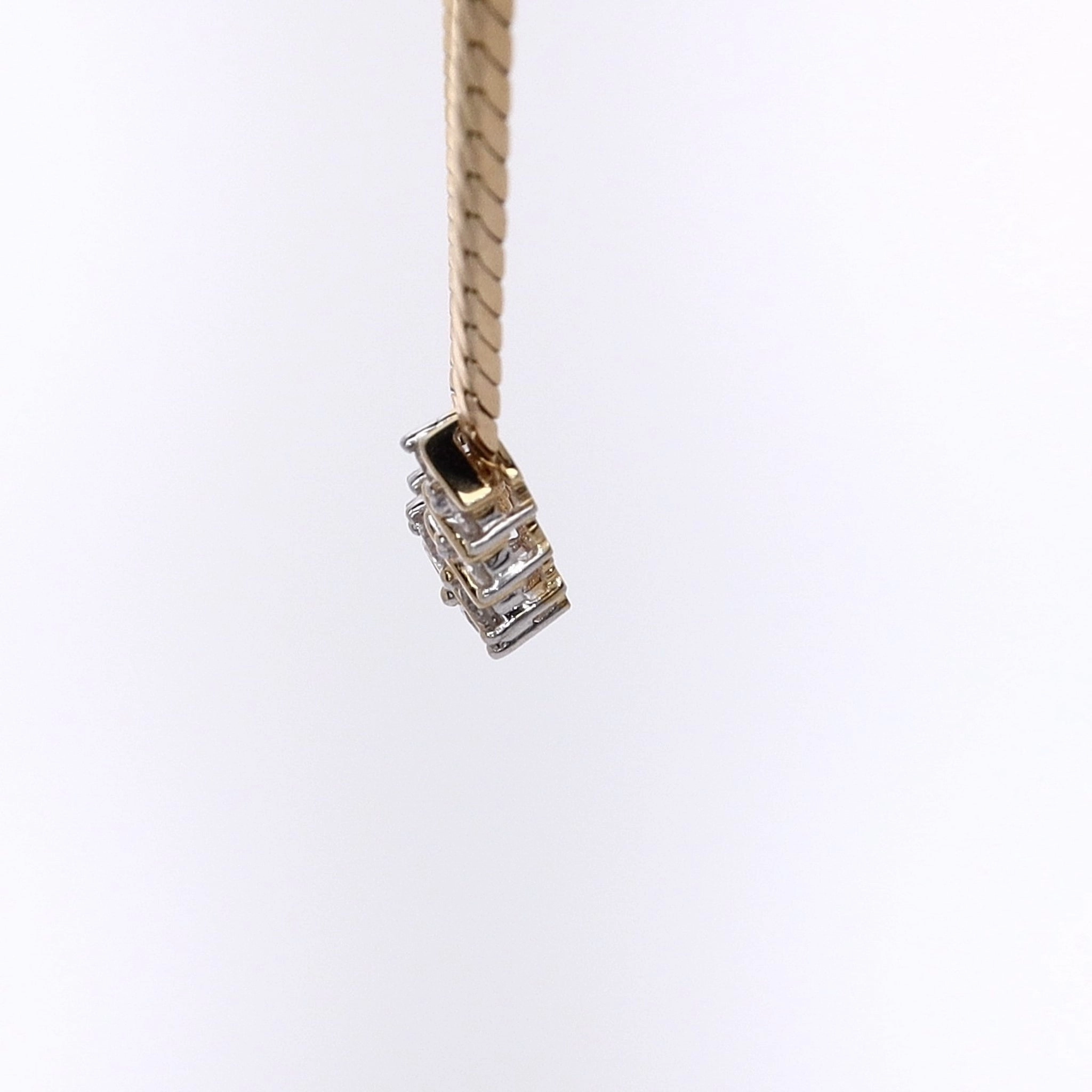 Estate 14 Karat Yellow Gold Diamond Pendant Flat "S" Link Chain Necklace