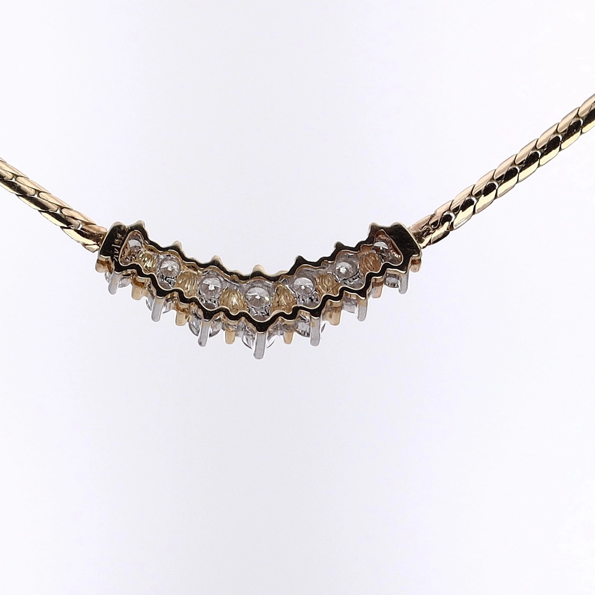 Estate 14 Karat Yellow Gold Diamond Pendant Flat "S" Link Chain Necklace