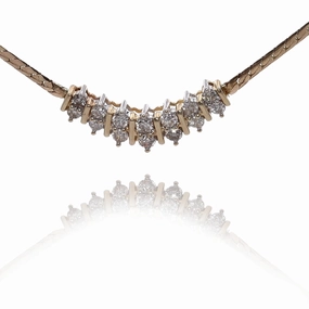 Estate 14 Karat Yellow Gold Diamond Pendant Flat "S" Link Chain Necklace