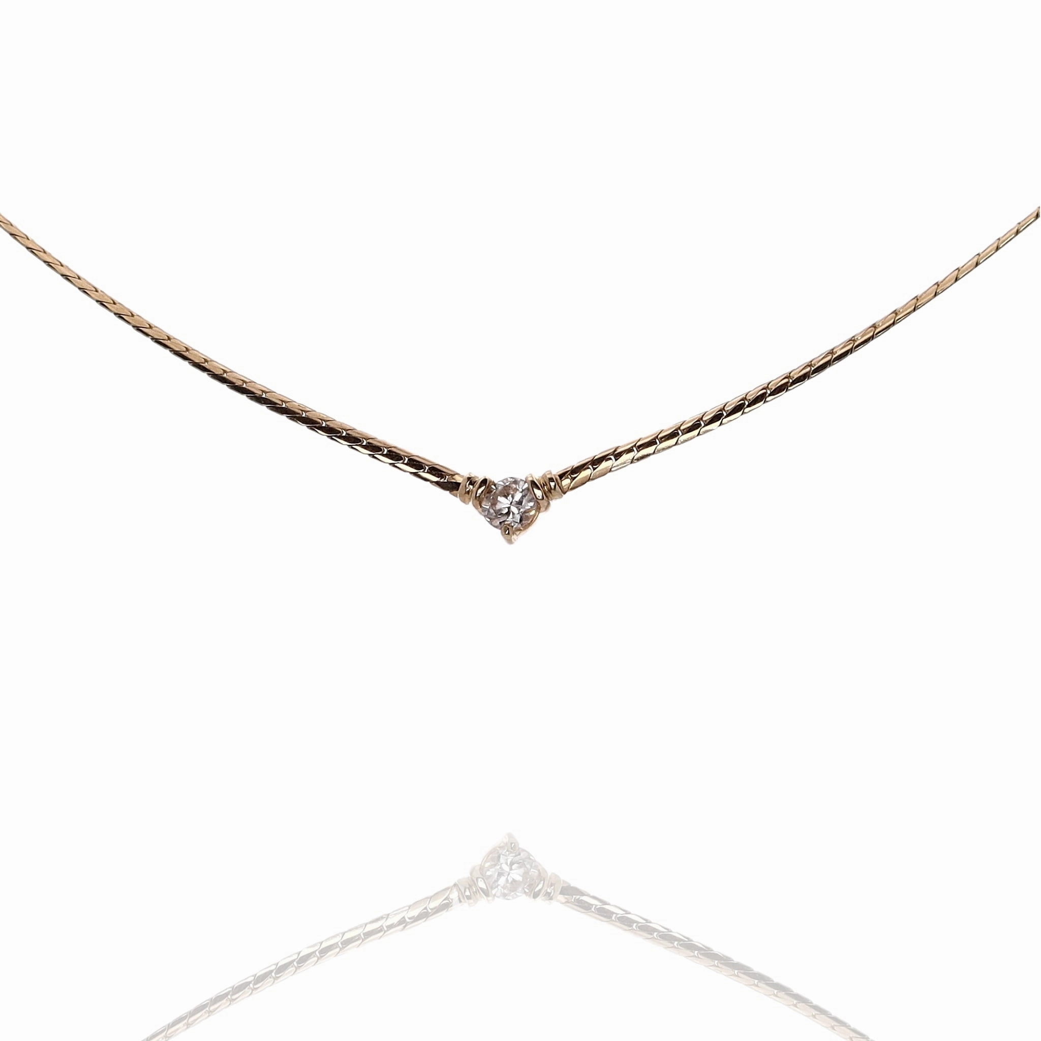Estate 14 Karat Yellow Gold Diamond Pendant Necklace