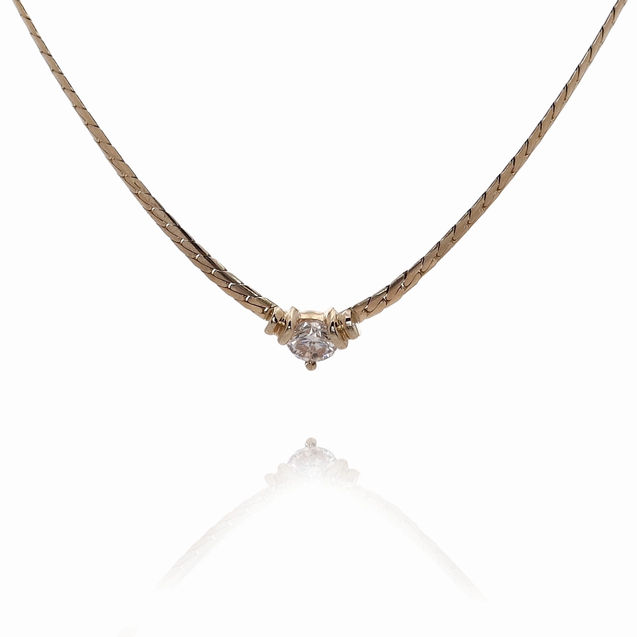 Estate 14 Karat Yellow Gold Diamond Pendant Necklace