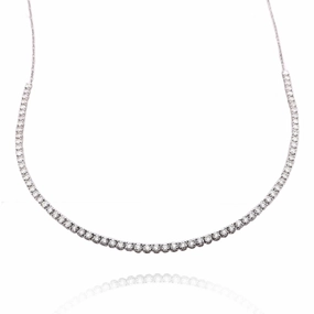 Estate 14k White Gold Adjustable Halfway Diamond Tennis Style Choker Necklace