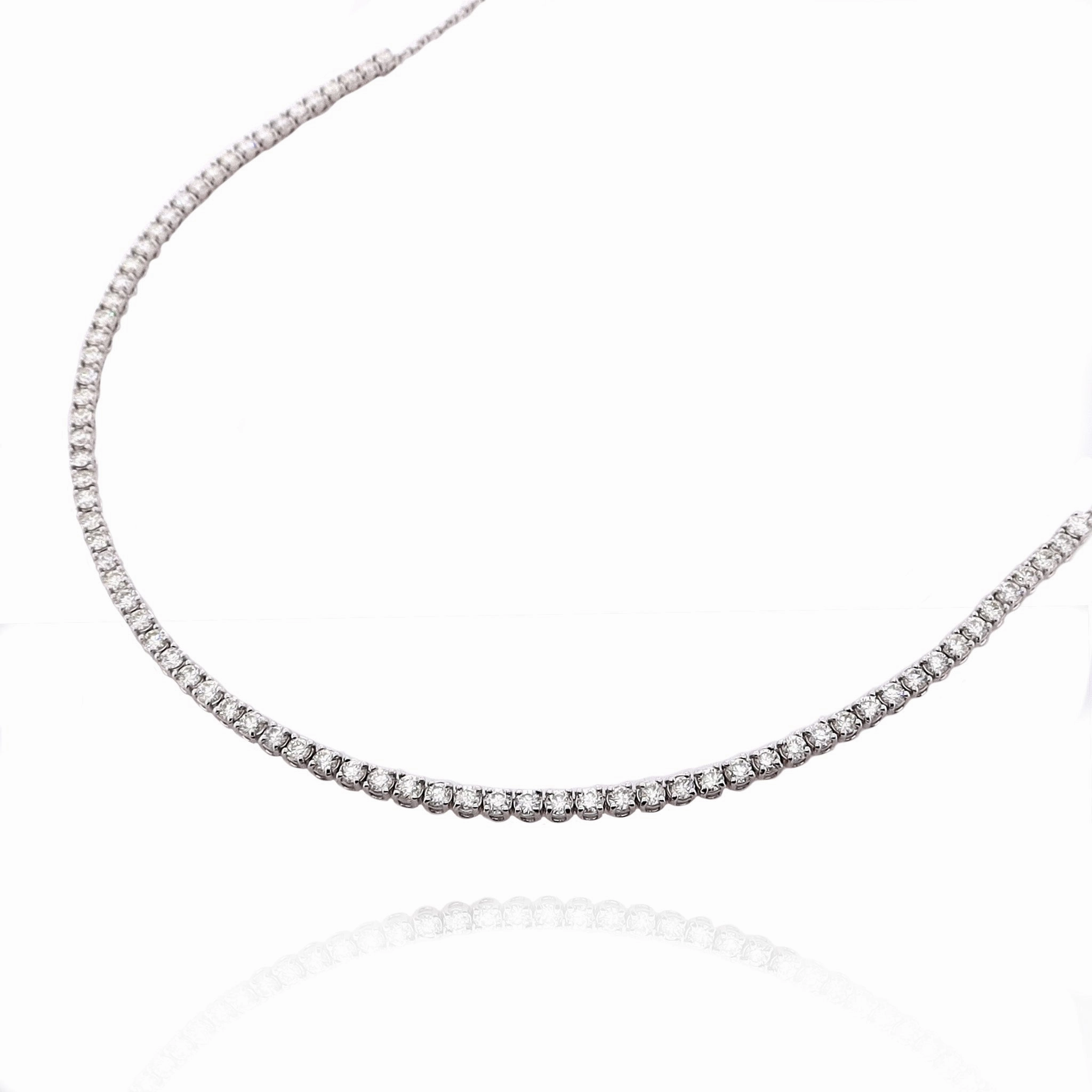 Estate 14k White Gold Adjustable Halfway Diamond Tennis Style Choker Necklace