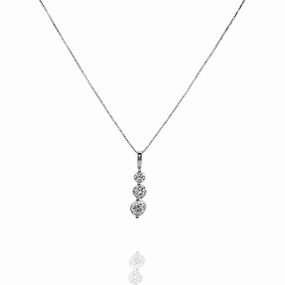 Estate 14k White Gold and Graduated Diamond Pendant Necklace