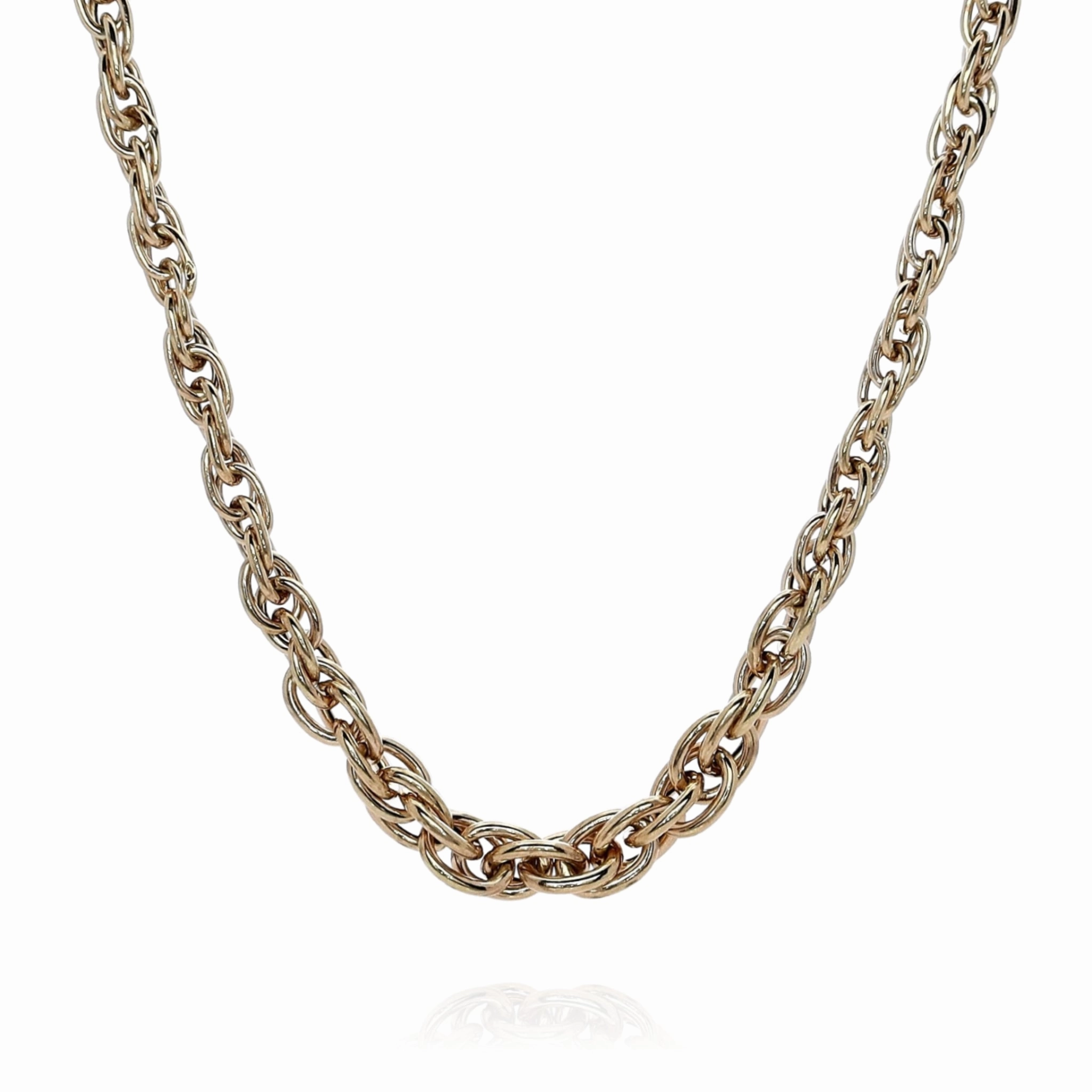 Estate 14k Yellow Gold 17" Interlocking Oval Link Design Chain Necklace