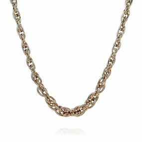 Estate 14k Yellow Gold 17" Interlocking Oval Link Design Chain Necklace