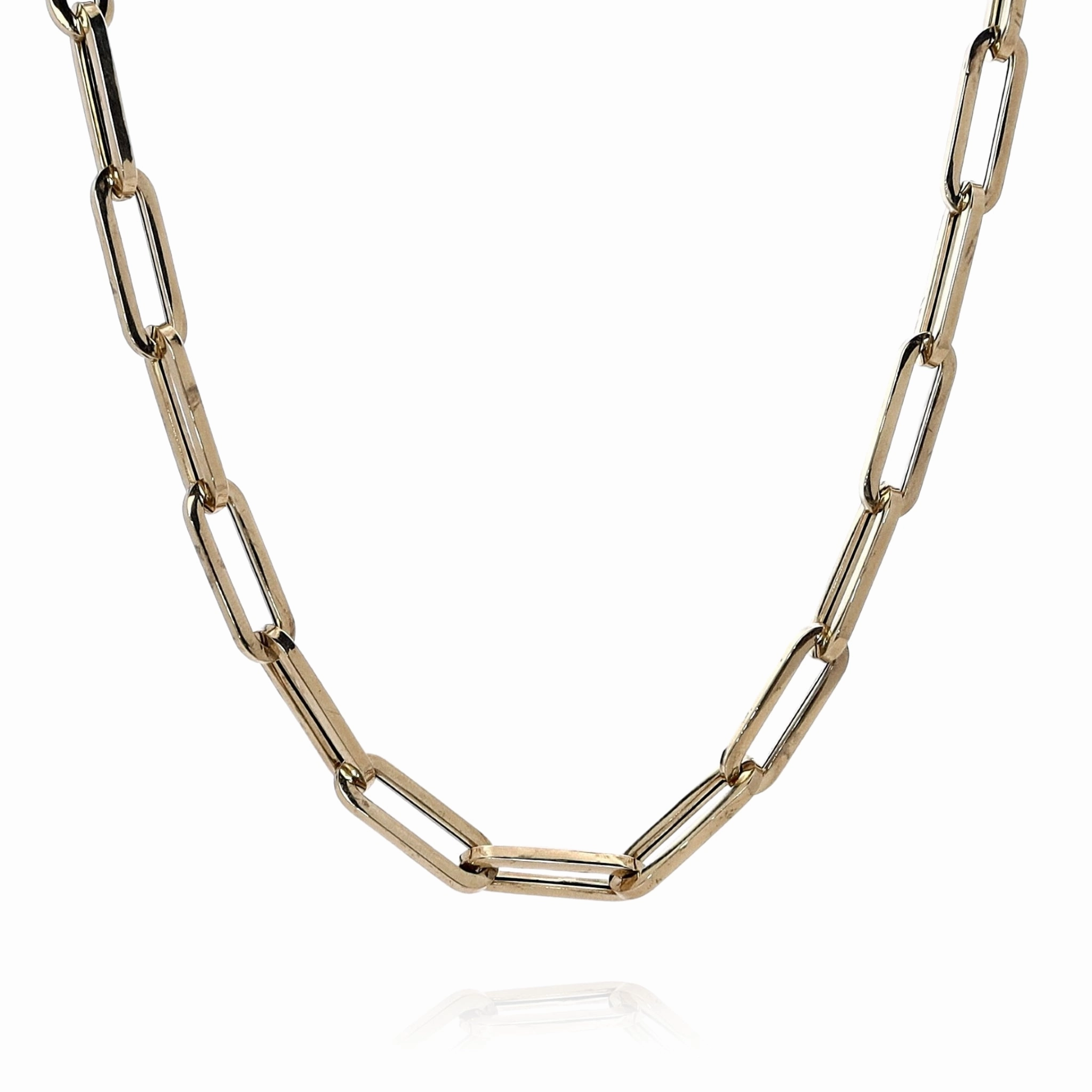 Estate 14k Yellow Gold 18" Paper Clip Link Design Chain Necklace