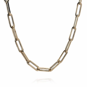Estate 14k Yellow Gold 18" Paper Clip Link Design Chain Necklace