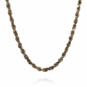 Estate 14k Yellow Gold 22.5" Diamond Cut Rope Link Chain Necklace