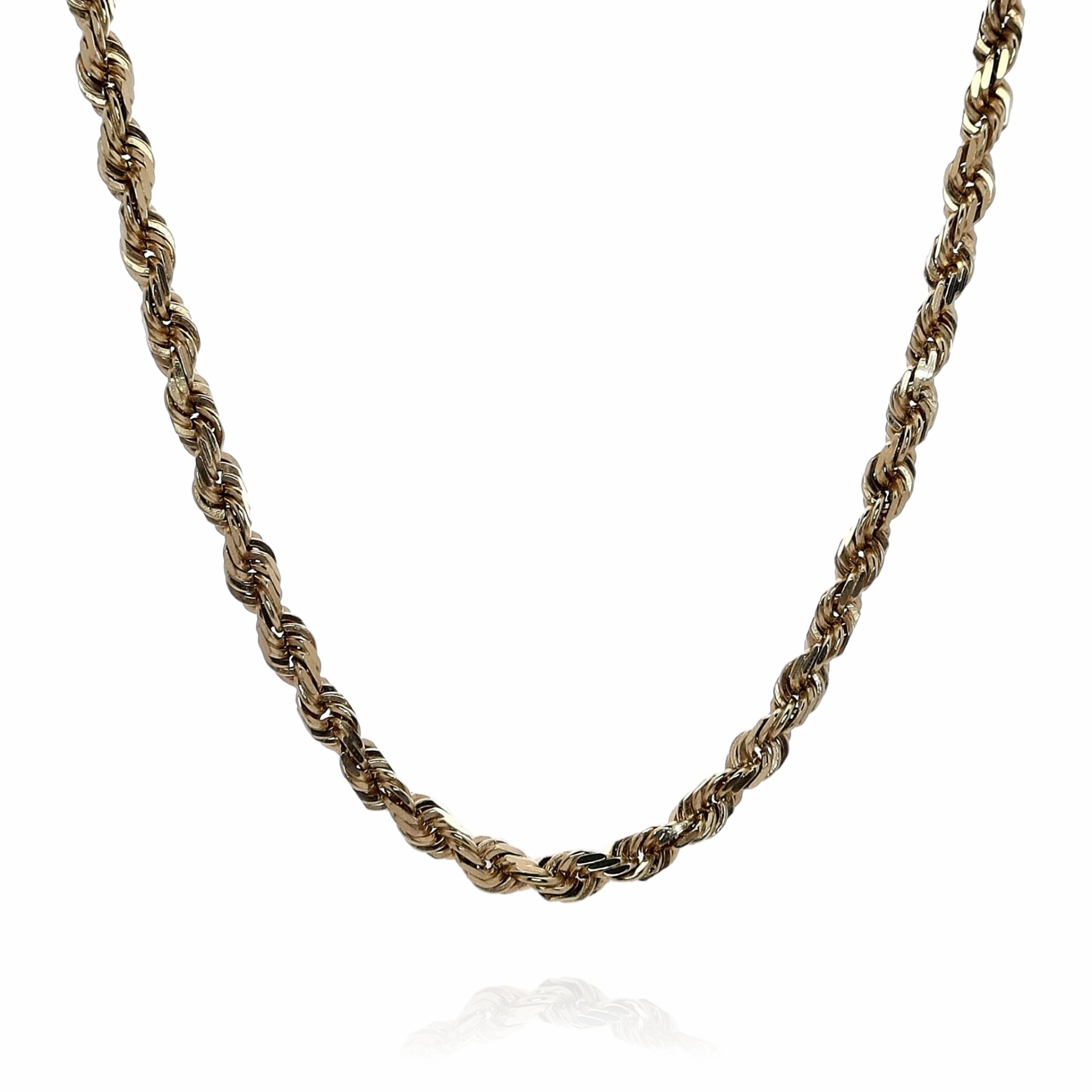 Estate 14k Yellow Gold 22.5" Diamond Cut Rope Link Chain Necklace