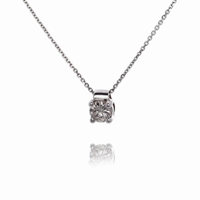 Estate 14kw Pendant Solitaire D.41ct KSI2 4 Prong 16" Cable Chain