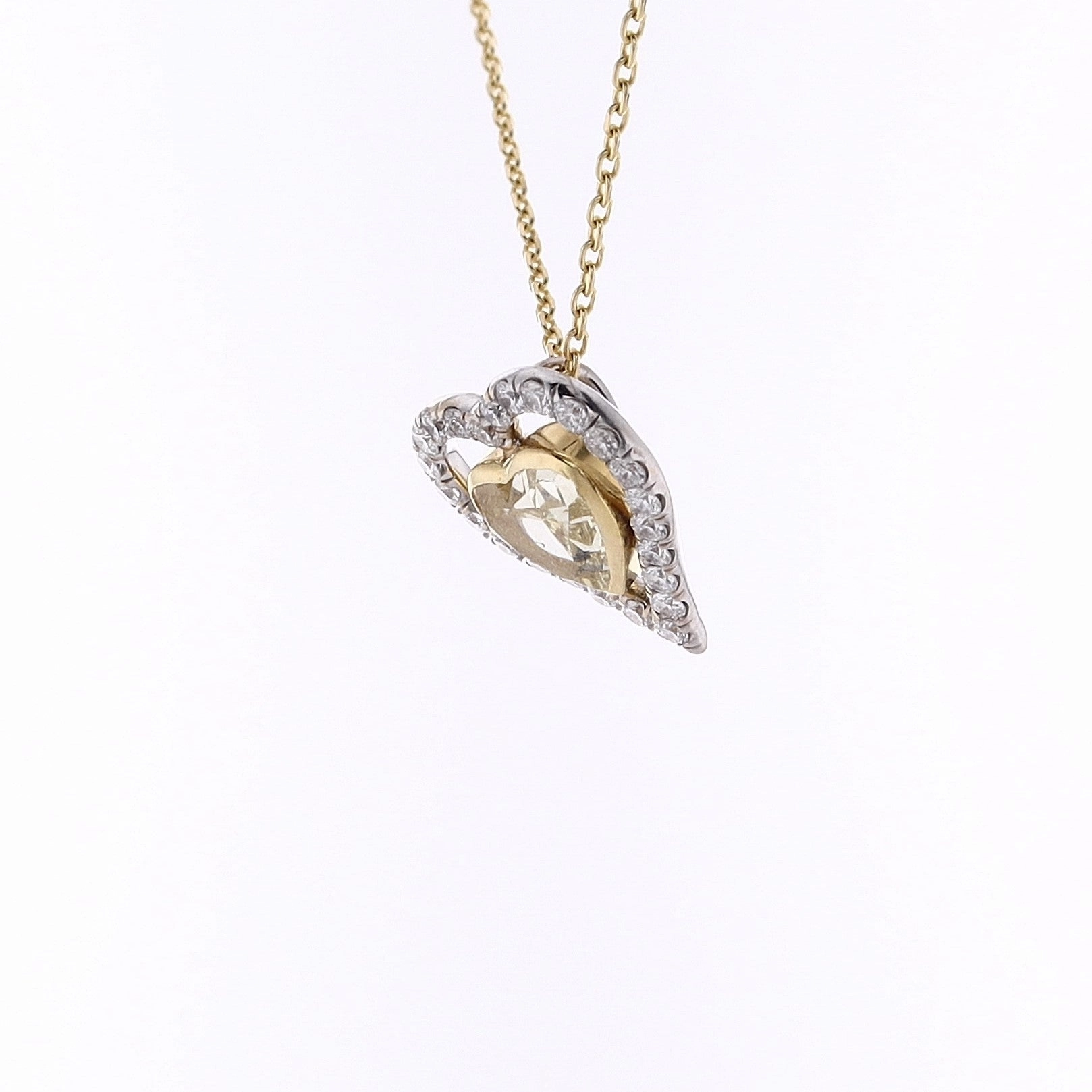 Estate 18 Karat Two Tone Diamond Pendant on 18" Chain