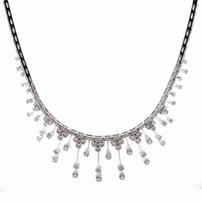 Estate 18 Karat White Gold 16" Chain Diamond Necklace