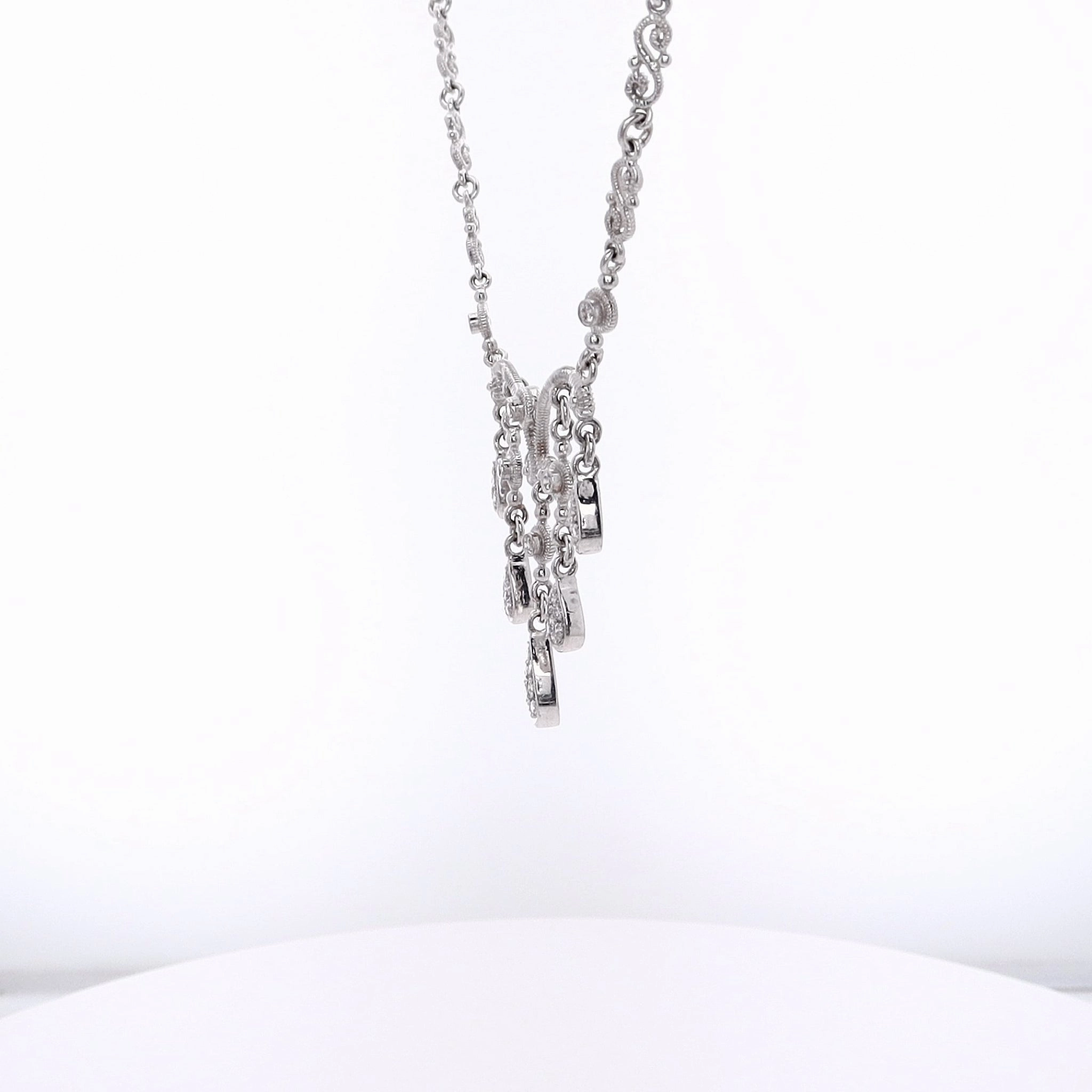 Estate 18 Karat White Gold Diamond Pendant "S" Link Necklace