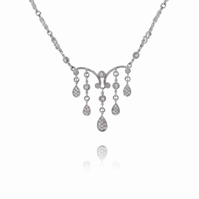 Estate 18 Karat White Gold Diamond Pendant "S" Link Necklace