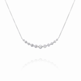 Estate 18 Karat White Gold Graduated Diamond Smile Design Pendant Necklace