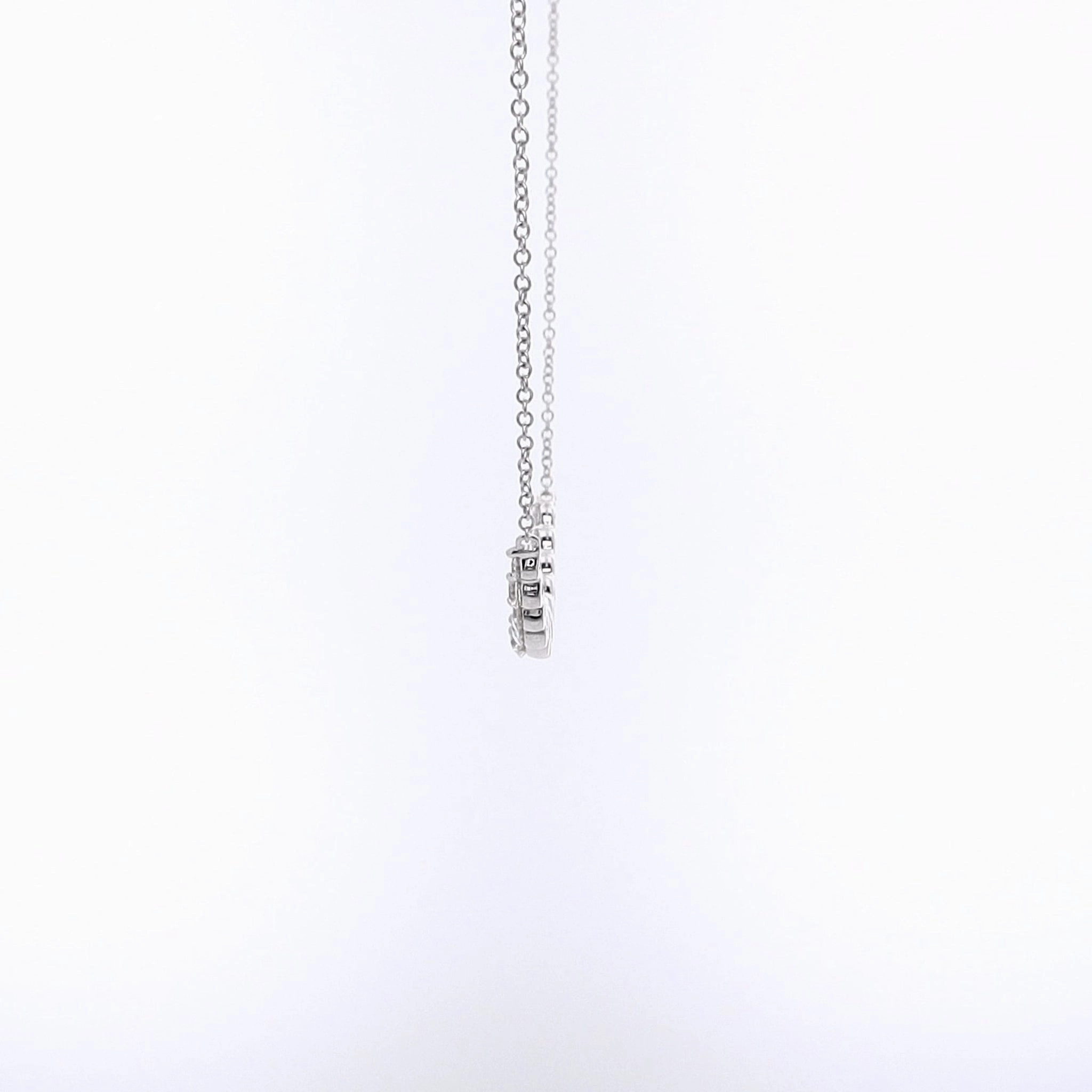 Estate 18 Karat White Gold Graduated Diamond Smile Design Pendant Necklace