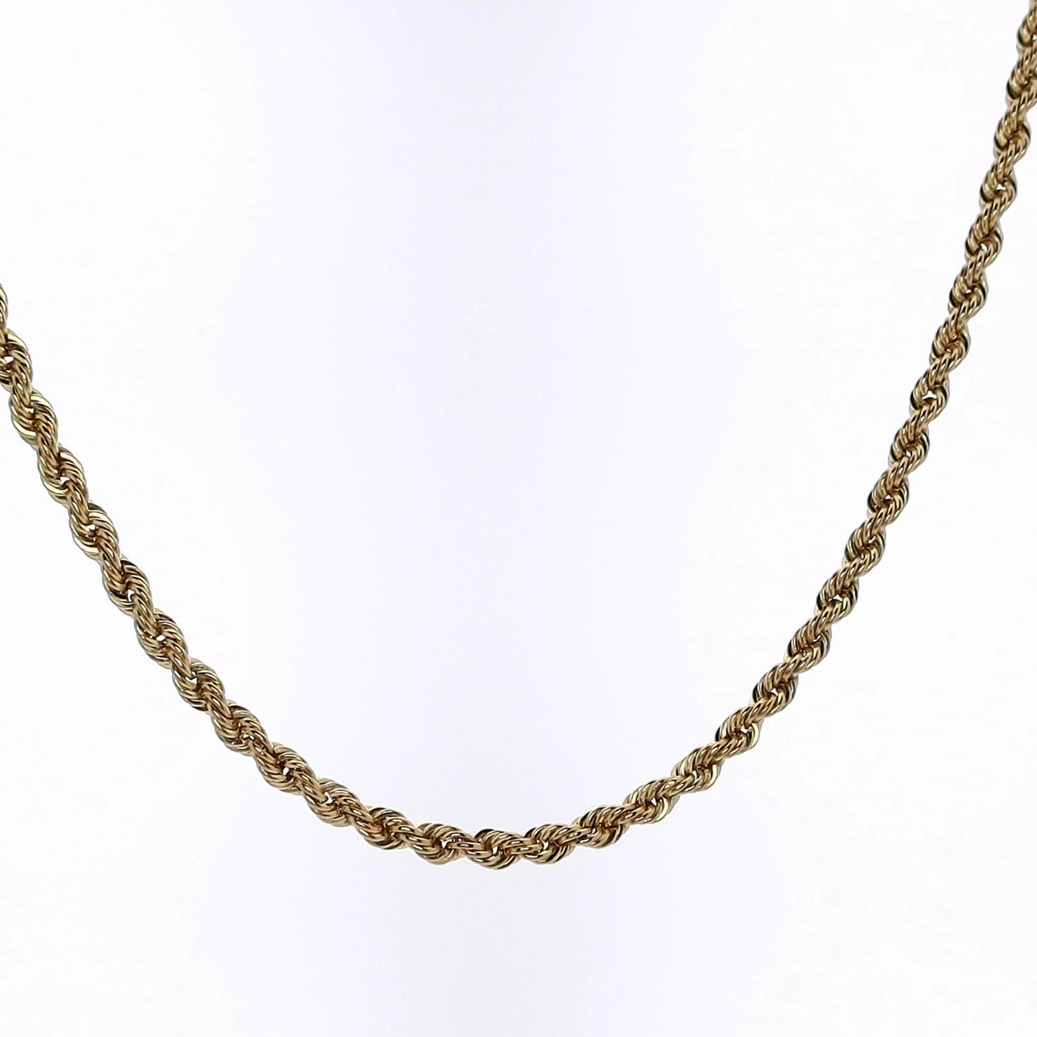Estate 18 Karat Yellow Gold Rope Chain Necklace With Lobster Clasp