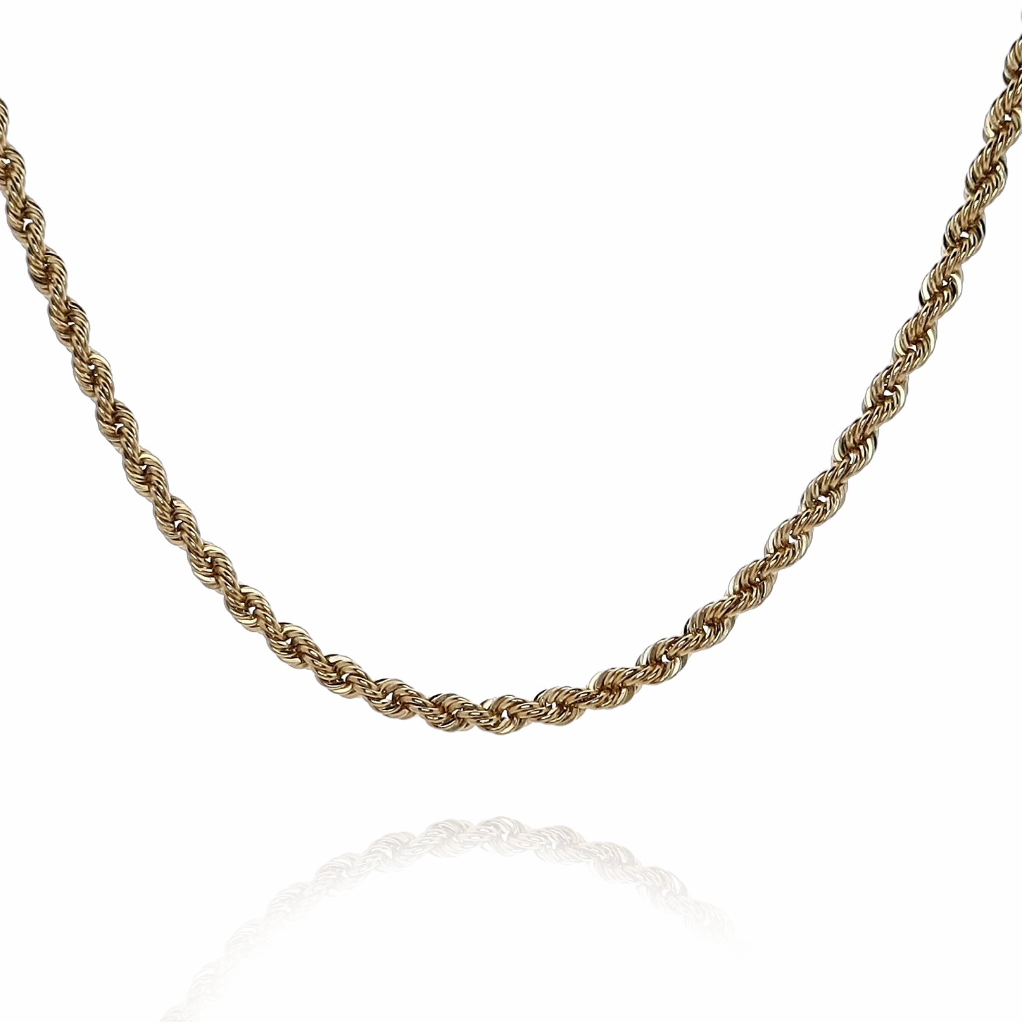 Estate 18 Karat Yellow Gold Rope Chain Necklace With Lobster Clasp