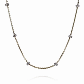 Estate 18k Yellow Gold Diamond Rondell Cable Chain Station Necklace