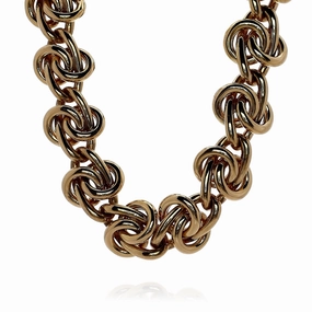 Estate Abel & Zimmerman 18k Yellow Gold Interlocking Knot Link Chain Necklace